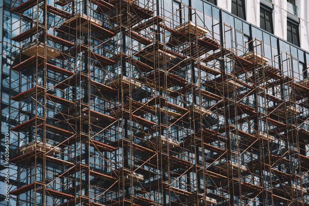 Scaffolding on a skyscraper under construction