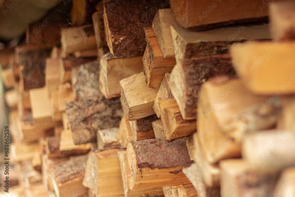 Split birch logs for the fireplace are stacked on top of each other. Wood for a picnic. Betulaceae. Firewood Split birch logs for the fireplace are stacked on top of each other. Wood for a picnic. Betulaceae. Firewood