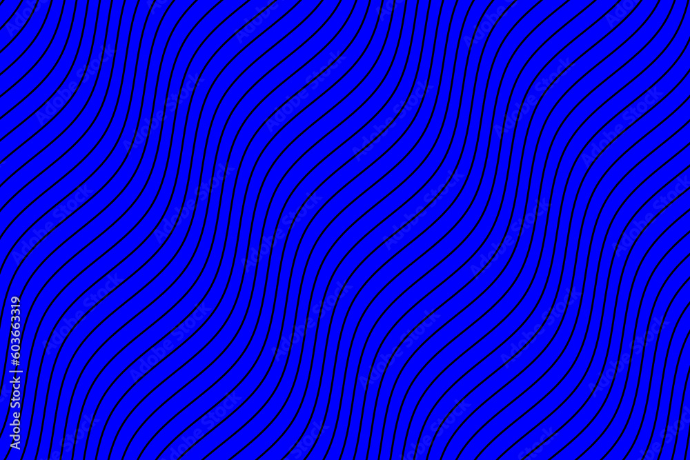 Black water wave lines fabric pattern on blue background vector. Abstract liquid wavy stripes pattern. Diagonal optical illusion curve strips. Wall and floor ceramic tiles pattern.