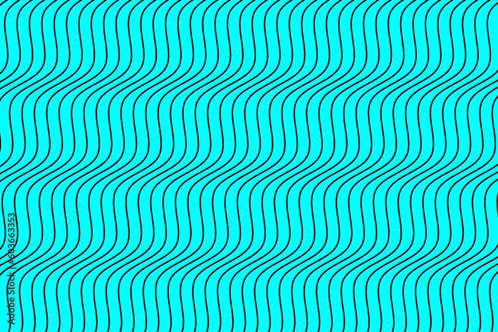 Black water wave lines fabric pattern on aqua blue background vector. Abstract liquid wavy stripes pattern. Vertical optical illusion curve strips. Wall and floor ceramic tiles pattern. Black water wave lines fabric pattern on aqua blue background vector. Abstract liquid wavy stripes pattern. Vertical optical illusion curve strips. Wall and floor ceramic tiles pattern.
