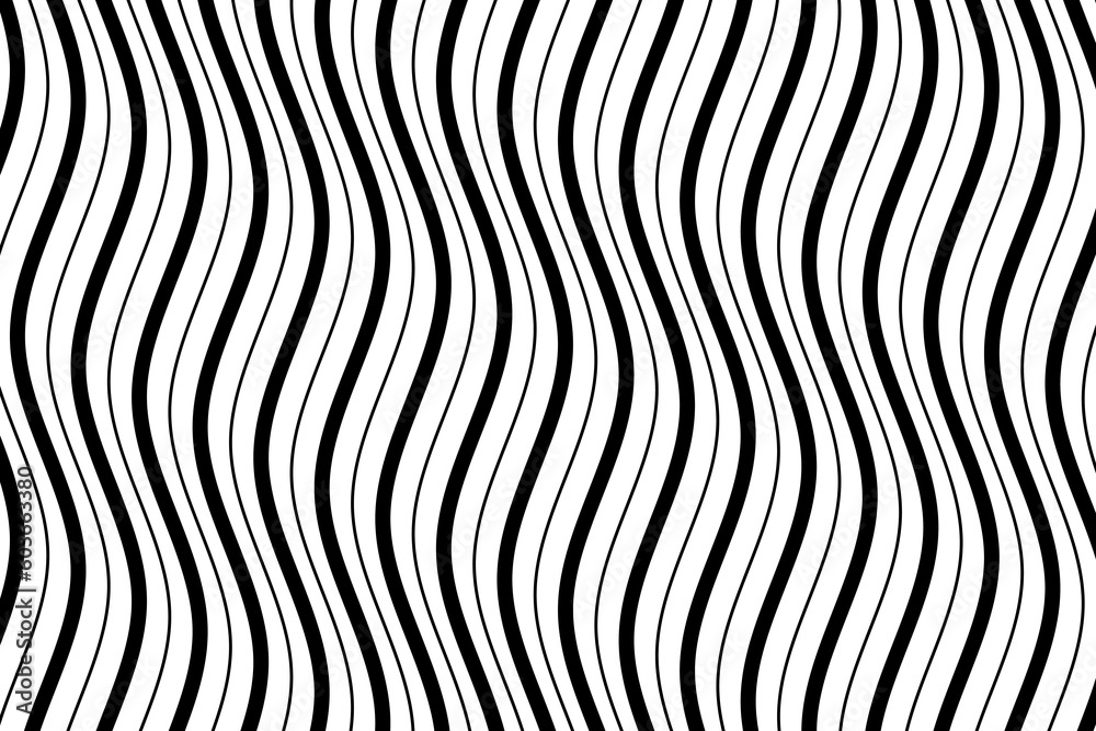 Black sea wave lines fabric pattern on white background vector. Abstract liquid wavy stripes pattern. Vertical optical illusion curve strips. Wall and floor ceramic tiles pattern. Black sea wave lines fabric pattern on white background vector. Abstract liquid wavy stripes pattern. Vertical optical illusion curve strips. Wall and floor ceramic tiles pattern.