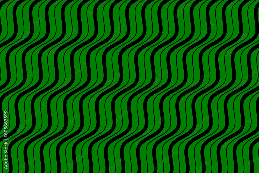 Black sea wave lines fabric pattern on green background vector. Abstract liquid wavy stripes pattern. Vertical optical illusion curve strips. Wall and floor ceramic tiles pattern. Black sea wave lines fabric pattern on green background vector. Abstract liquid wavy stripes pattern. Vertical optical illusion curve strips. Wall and floor ceramic tiles pattern.