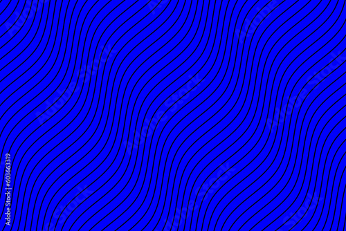Black water wave lines fabric pattern on blue background vector. Abstract liquid wavy stripes pattern. Diagonal optical illusion curve strips. Wall and floor ceramic tiles pattern.