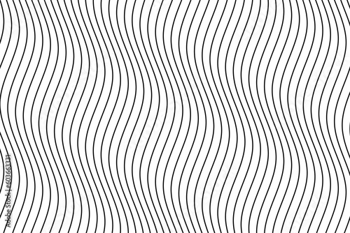Black water wave lines fabric pattern on white background vector. Abstract liquid wavy stripes pattern. Vertical optical illusion curve strips. Wall and floor ceramic tiles pattern.