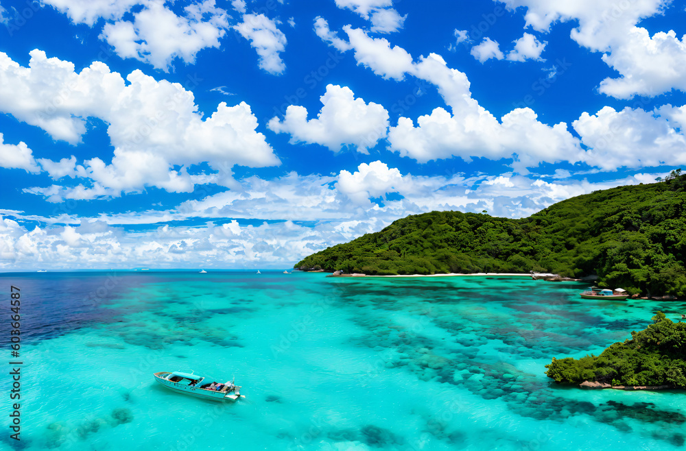 Obraz premium tropical island in the ocean Generative AI