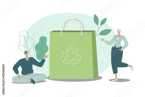Eco bags, Environmental friendly packaging for shopping. Recyclable Biodegradable Sustainable Packaging. Vector design illustration.