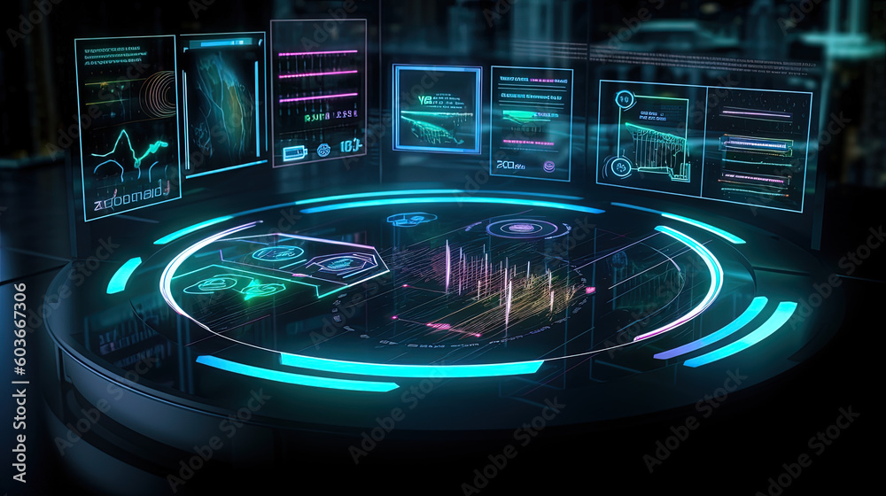 fiber optics background and lots of light spots. Futuristic Data Analysis Center. Ai Generative. fiber optics background and lots of light spots. Futuristic Data Analysis Center. Ai Generative.