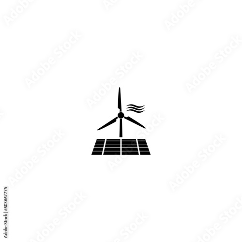 Wind and solar energy icon  isolated on white background 