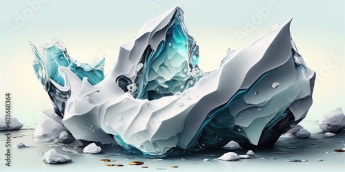 Walking through icy blue snowy forest Abstract, Elegant and Modern AI-generated illustration © SJYG