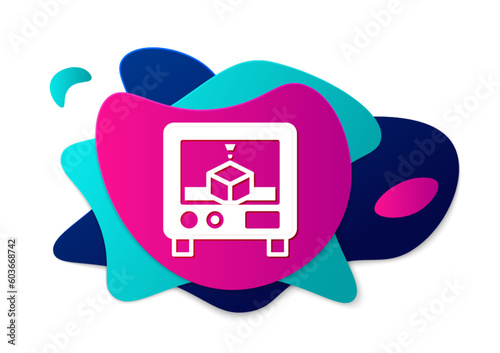 Color 3D printer icon isolated on white background. 3d printing. Abstract banner with liquid shapes. Vector