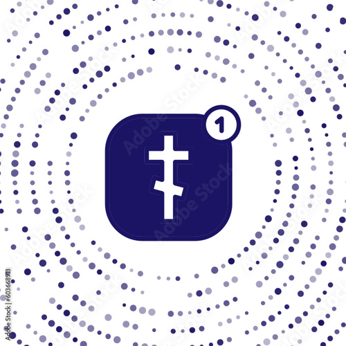 Blue Online church pastor preaching video streaming icon isolated on white background. Online church of Jesus Christ. Abstract circle random dots. Vector