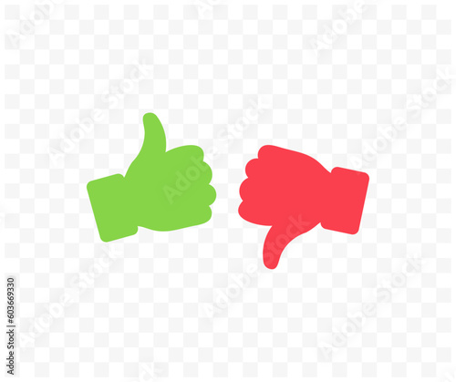 Thumb up and thumb down sign on transparent background. Thumb up and thumb down icons. Like and dislike icon and dislike and hate. Ready like dislike button website vector design and illustration.
