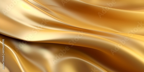 Gold silk satin background  elegant wavy fold by generative AI tools