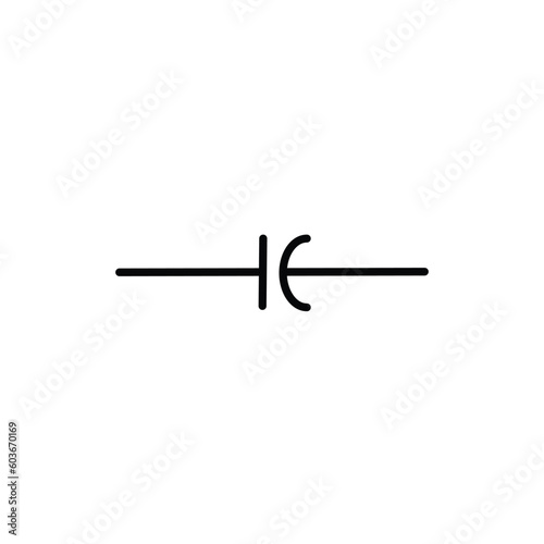 capacitor electronics part vector logo symbol on black white background