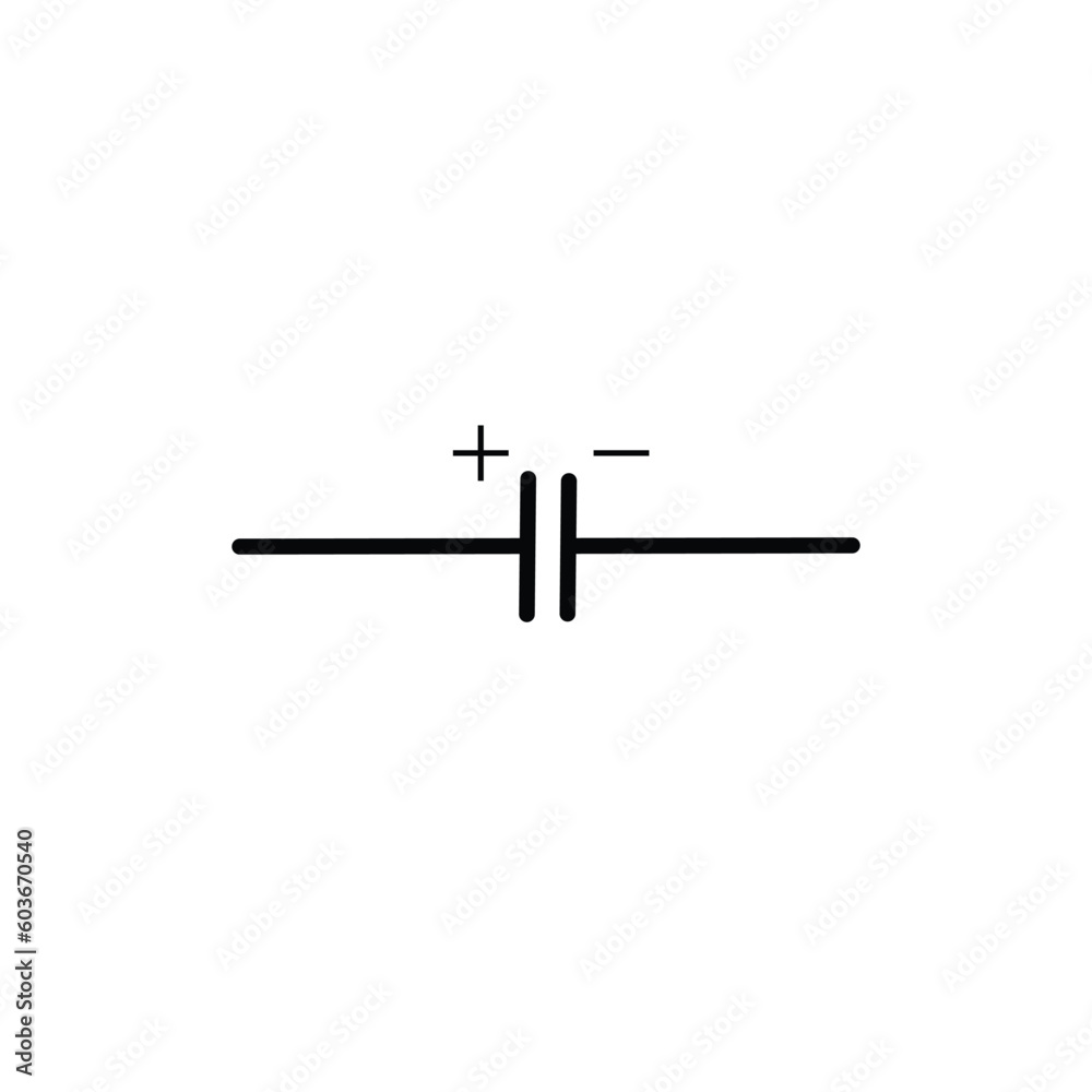 capacitor electronics part vector logo symbol on black white background