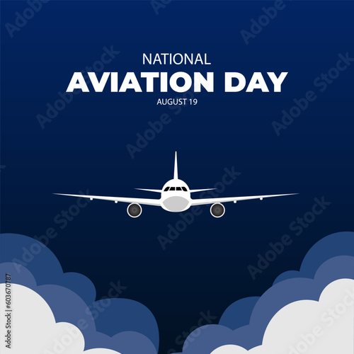 National Aviation Day August 19 Background Vector Illustration