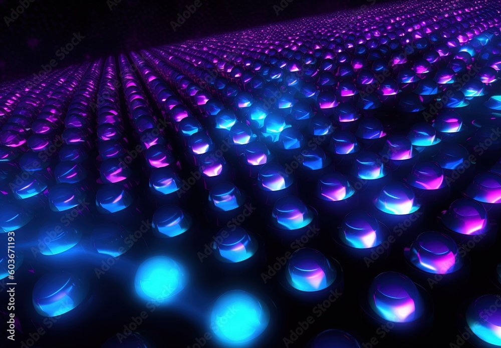 A purple and blue light shows on black background, technology concept ...