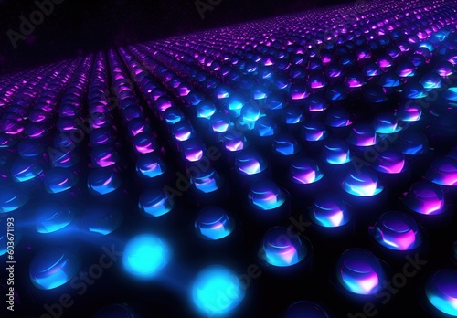 A purple and blue light shows on black background, technology concept, generative ai beautiful art