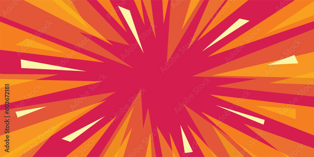 Abstract pattern background in comic style or interesting color sunbeams. Summer vector illustration for banner promotion, poster, greeting card, social media, web design.