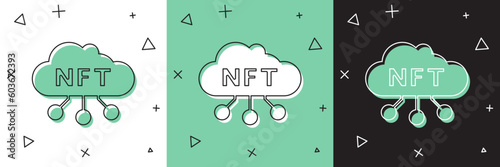 Set NFT cloud icon isolated on white and green, black background. Non fungible token. Digital crypto art concept. Vector