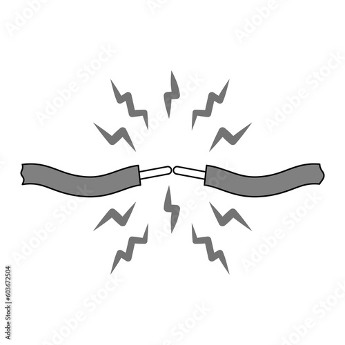 Short circuit. Vector flat outline icon illustration isolated on white background.