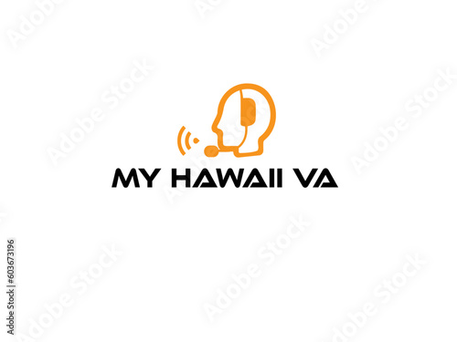call center agent logo, Virtual assistant Computer logo, Icon ,Personal assistant Virtual assistant vectors  graphic designer.