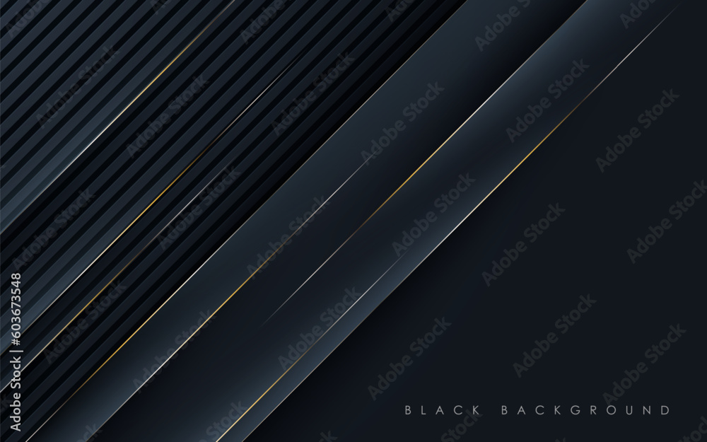 abstract black diagonal stripe with golden line shadow and light papercut texture background. eps10 vector