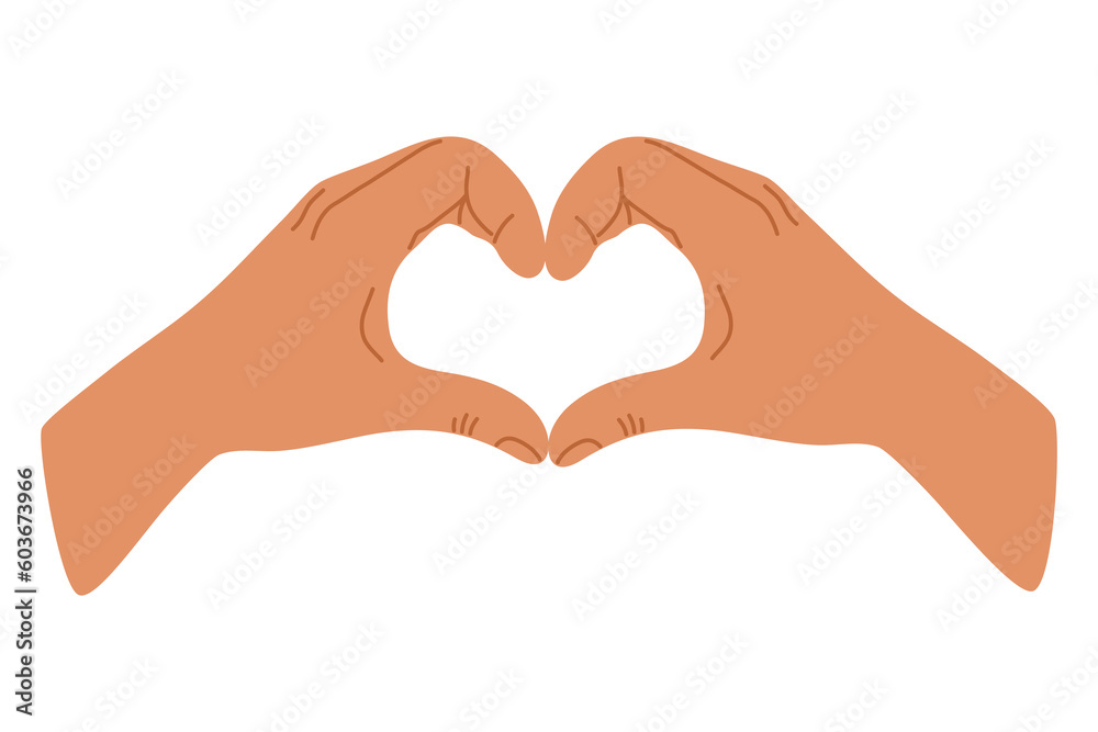 Obraz premium Heart shape hands. Vector hand drawn illustration. 