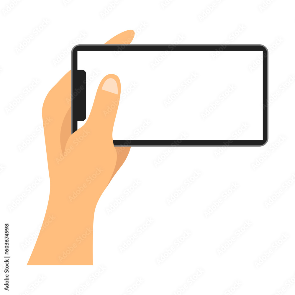Smartphone Holding In Hand Blank Display Mockup Vector Illustration Smartphone Holding In Hand Blank Display Mockup Vector Illustration
