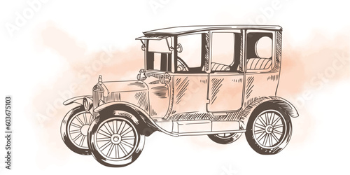 Transportation of ink drawing sketch for poster, post card, name card, brochure, t-shirt, logo, branding, collection, art print.