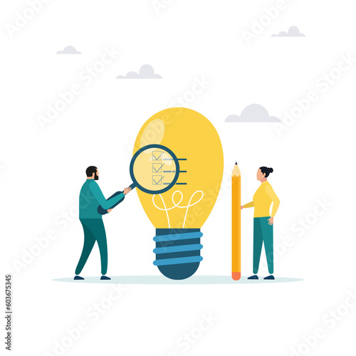 Business viability test, feasibility study through market research to see the possibility of success, assess the profitability of the business idea. The guy and the girl analyze the idea.
