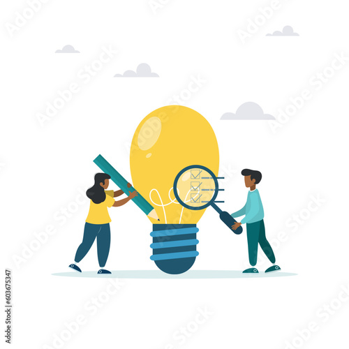 Business viability test, feasibility study through market research to see the possibility of success, assess the profitability of the business idea. The guy and the girl analyze the idea.
