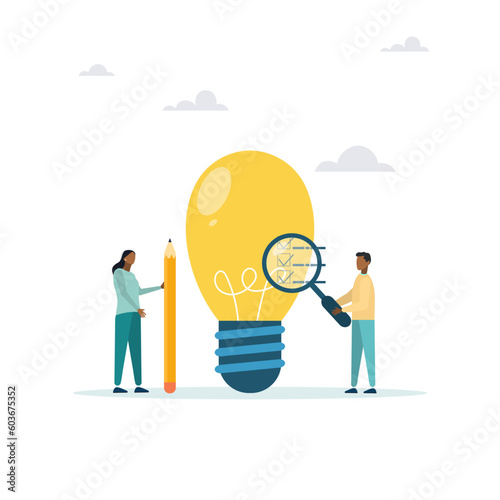 Business viability test, feasibility study through market research to see the possibility of success, assess the profitability of the business idea. The guy and the girl analyze the idea.
