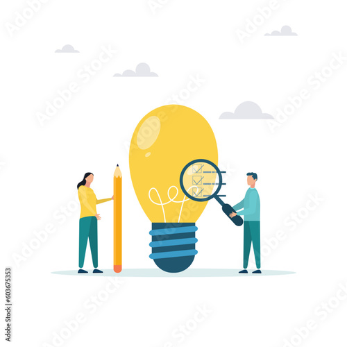 Business viability test, feasibility study through market research to see the possibility of success, assess the profitability of the business idea. The guy and the girl analyze the idea.
