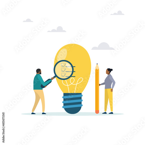 Business viability test, feasibility study through market research to see the possibility of success, assess the profitability of the business idea. The guy and the girl analyze the idea.
