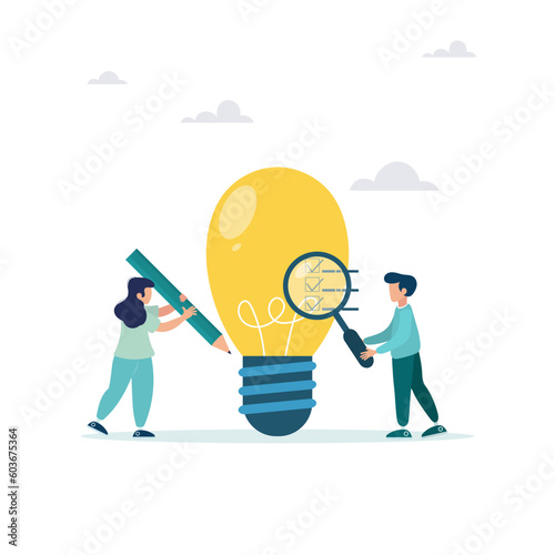 Business viability test, feasibility study through market research to see the possibility of success, assess the profitability of the business idea. The guy and the girl analyze the idea.

