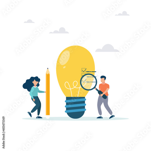 Business viability test, feasibility study through market research to see the possibility of success, assess the profitability of the business idea. The guy and the girl analyze the idea.
