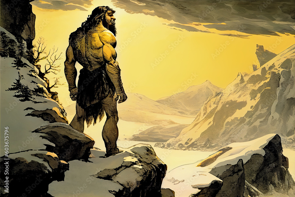 An illustration showcasing the depiction of a Neanderthal man ...