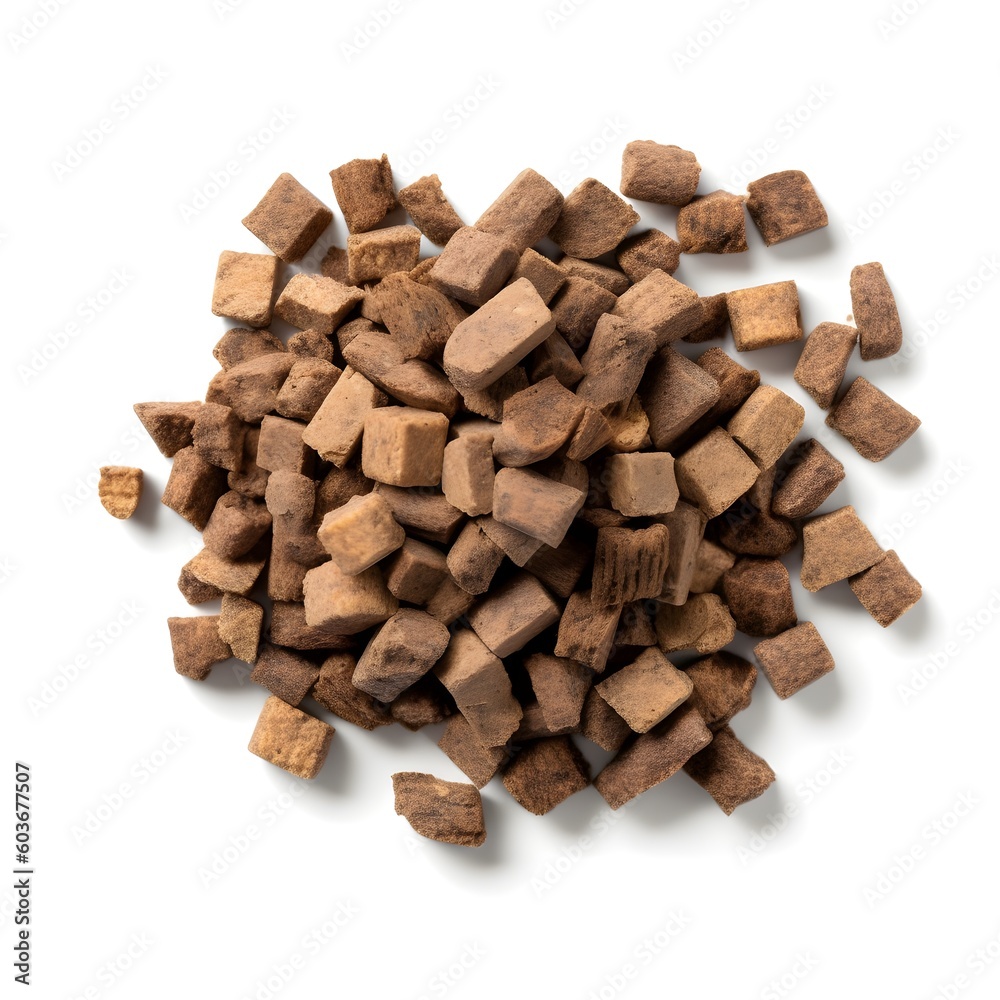 Dog Food on a White Background, Dry Food, Pet Food, generative AI Dog Food on a White Background, Dry Food, Pet Food, generative AI