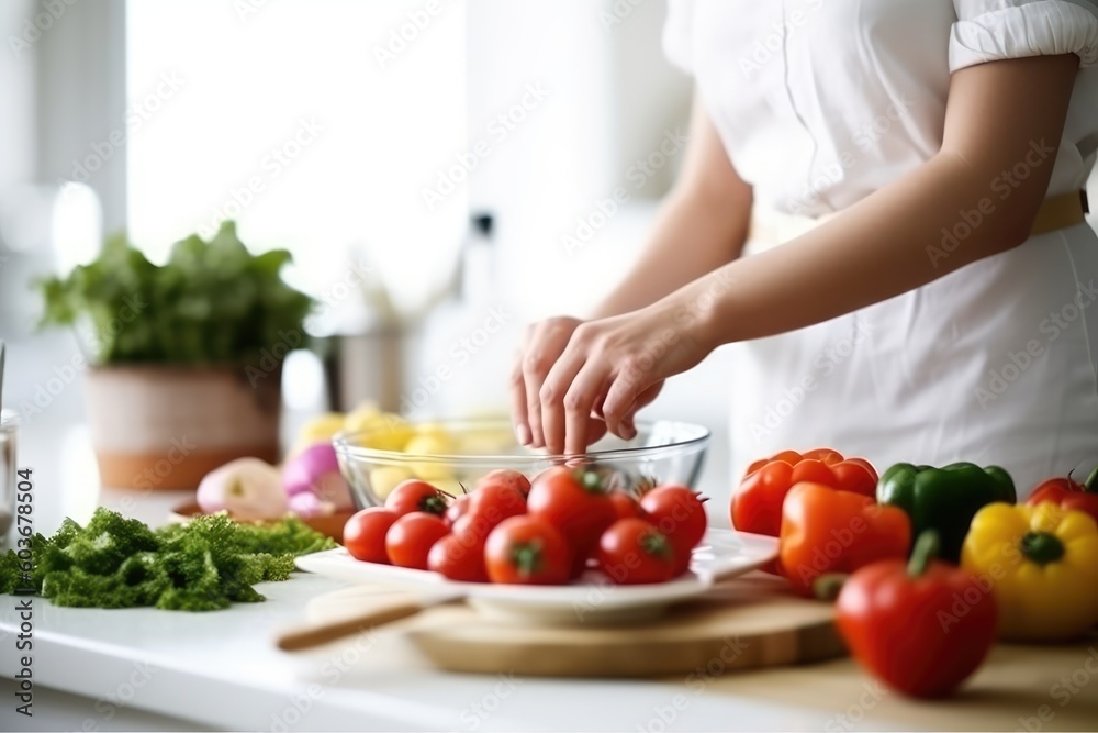 Unrecognizable woman working with dough, AI Generated Unrecognizable woman working with dough, AI Generated