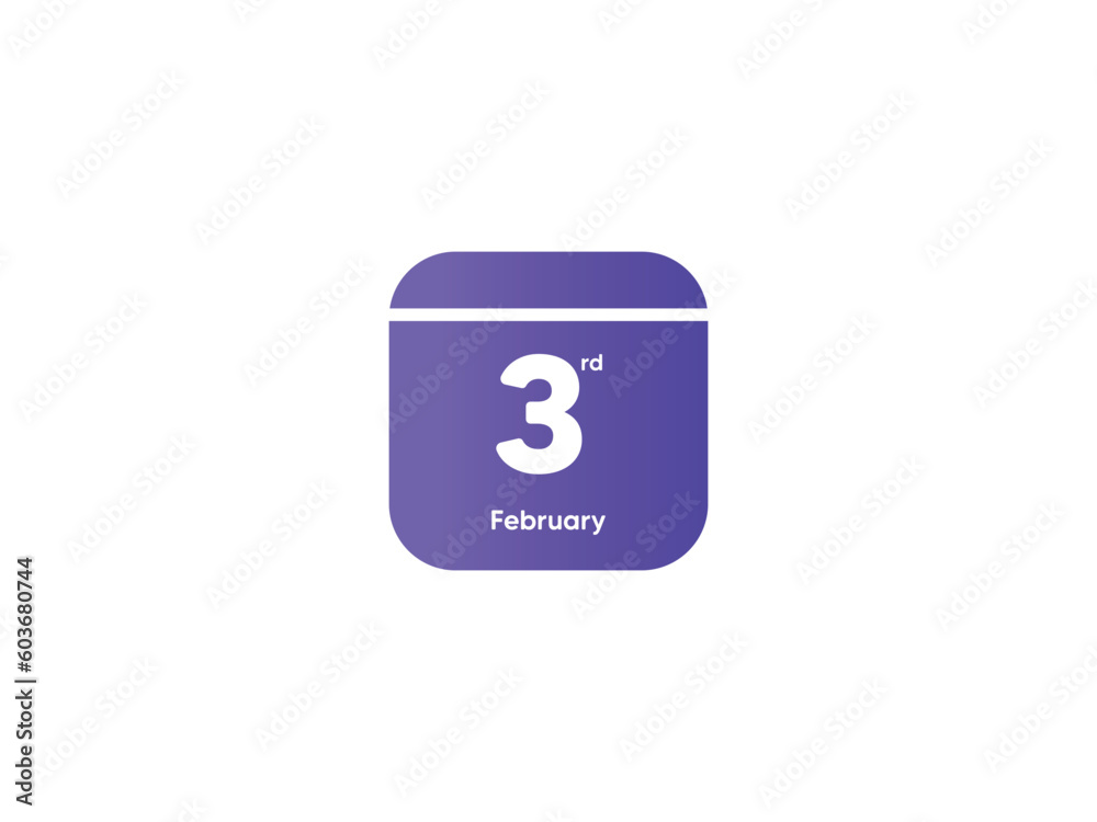 3rd February calendar date month icon with gradient color, flat design style vector illustration 3rd February calendar date month icon with gradient color, flat design style vector illustration