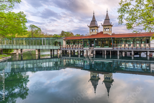 The buildings of the Hévíz Lake Spa, Hungary