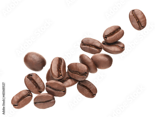 Spilled coffee beans isolated