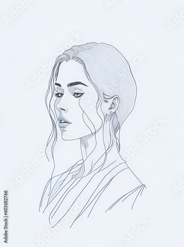 Beautiful woman sketch. AI generated illustration