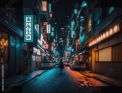 lonely street in japan at night