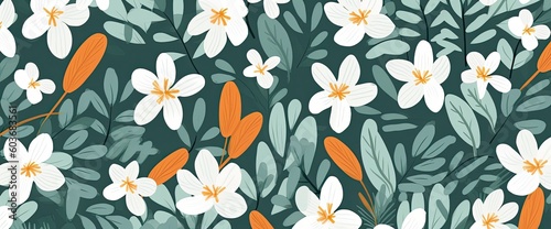 Wallpaper Mural flowers and foliage colorful pattern spring summer background Torontodigital.ca