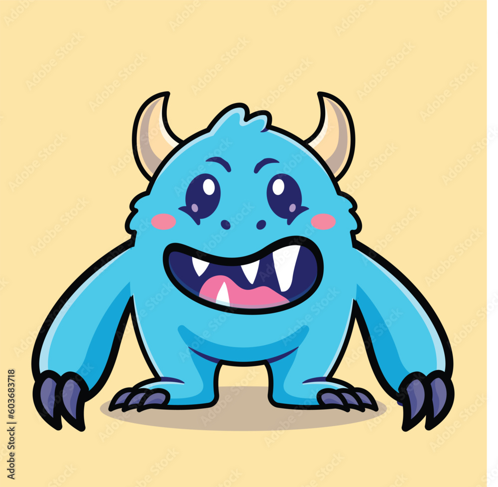 Fototapeta premium Cute monster kid cartoon vector icon illustration. monster holiday icon concept isolated premium vector. flat cartoon style 