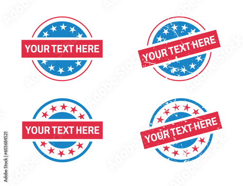 Blank label graphic template. Set of signs in clean design and grunge style. American Style. Replace your text.
