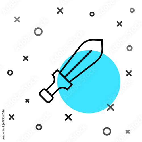Black line Sword toy icon isolated on white background. Random dynamic shapes. Vector