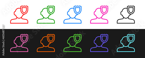 Set line Psychology icon isolated on black and white background. Psi symbol. Mental health concept, psychoanalysis analysis and psychotherapy. Vector